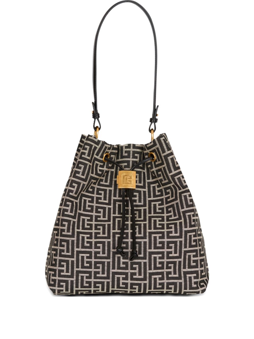 Balmain Monogram Jacquard Top Handle Bag — Black