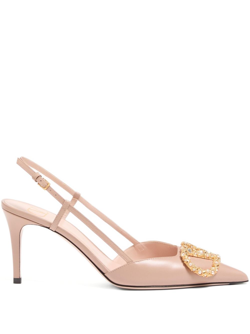 Valentino Garavani Embellished Slingback Heel — Nude