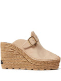 Stella McCartney Suede Buckle-Fastening Clog — Beige