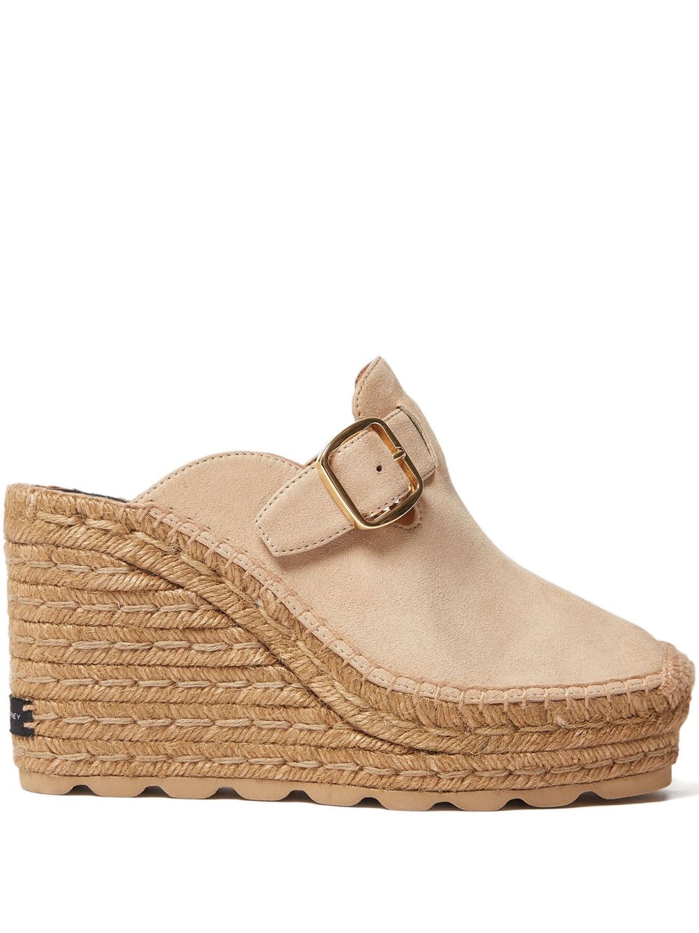 Stella McCartney Suede Buckle-Fastening Clog — Beige