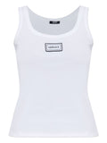 Versace Logo-Embroidered Cotton Tank Top — White