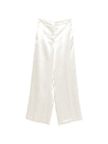 Alysi Shiny Wide-Leg Trousers — White