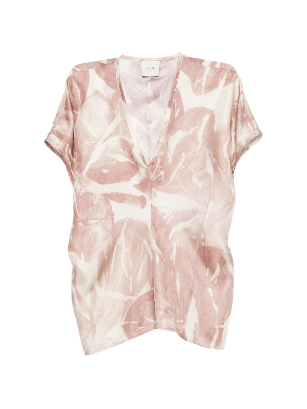 Alysi Printed Silk Blouse — Pink