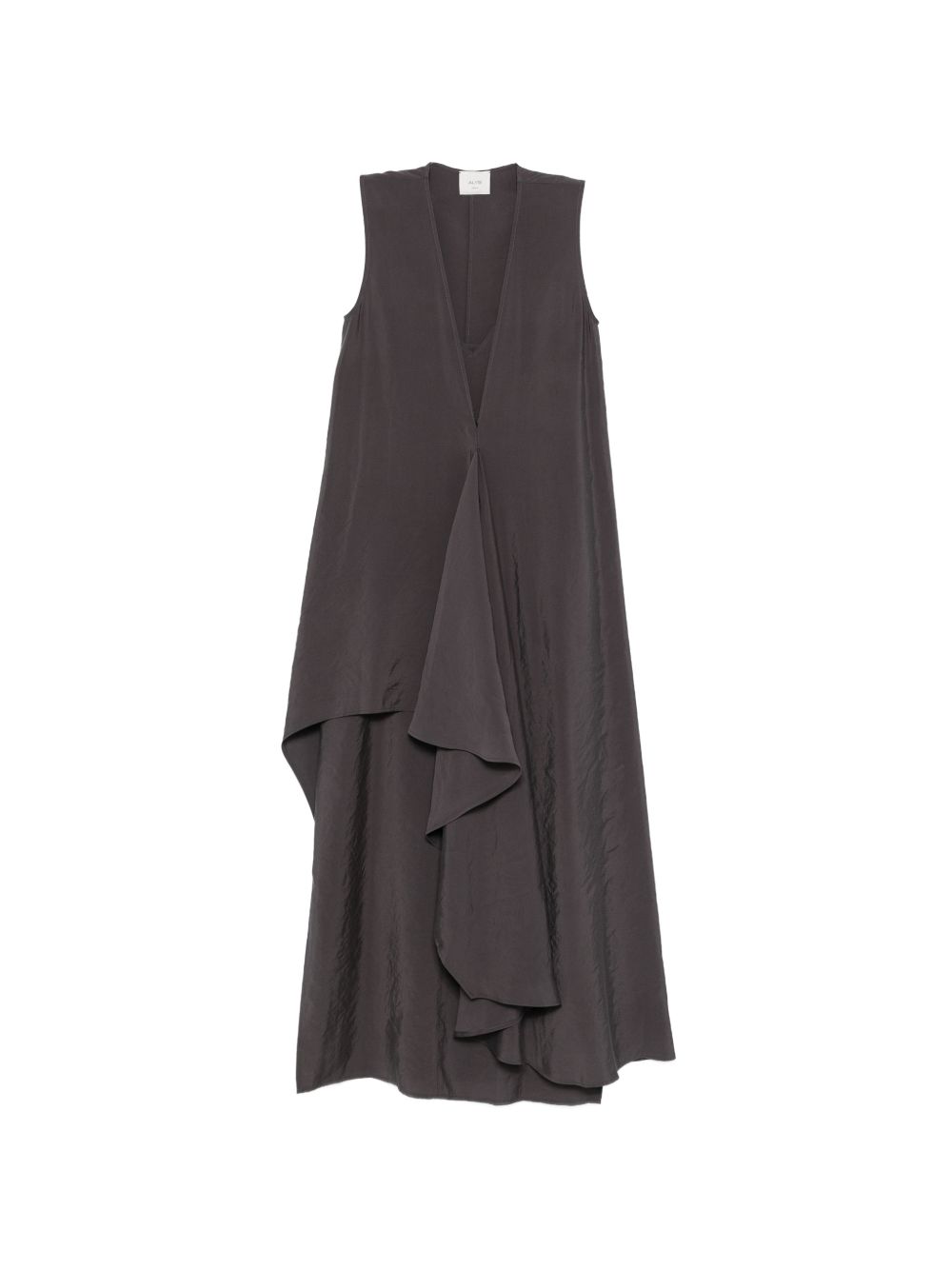 Alysi V-Neck Ruffle Detail Dress — Grey