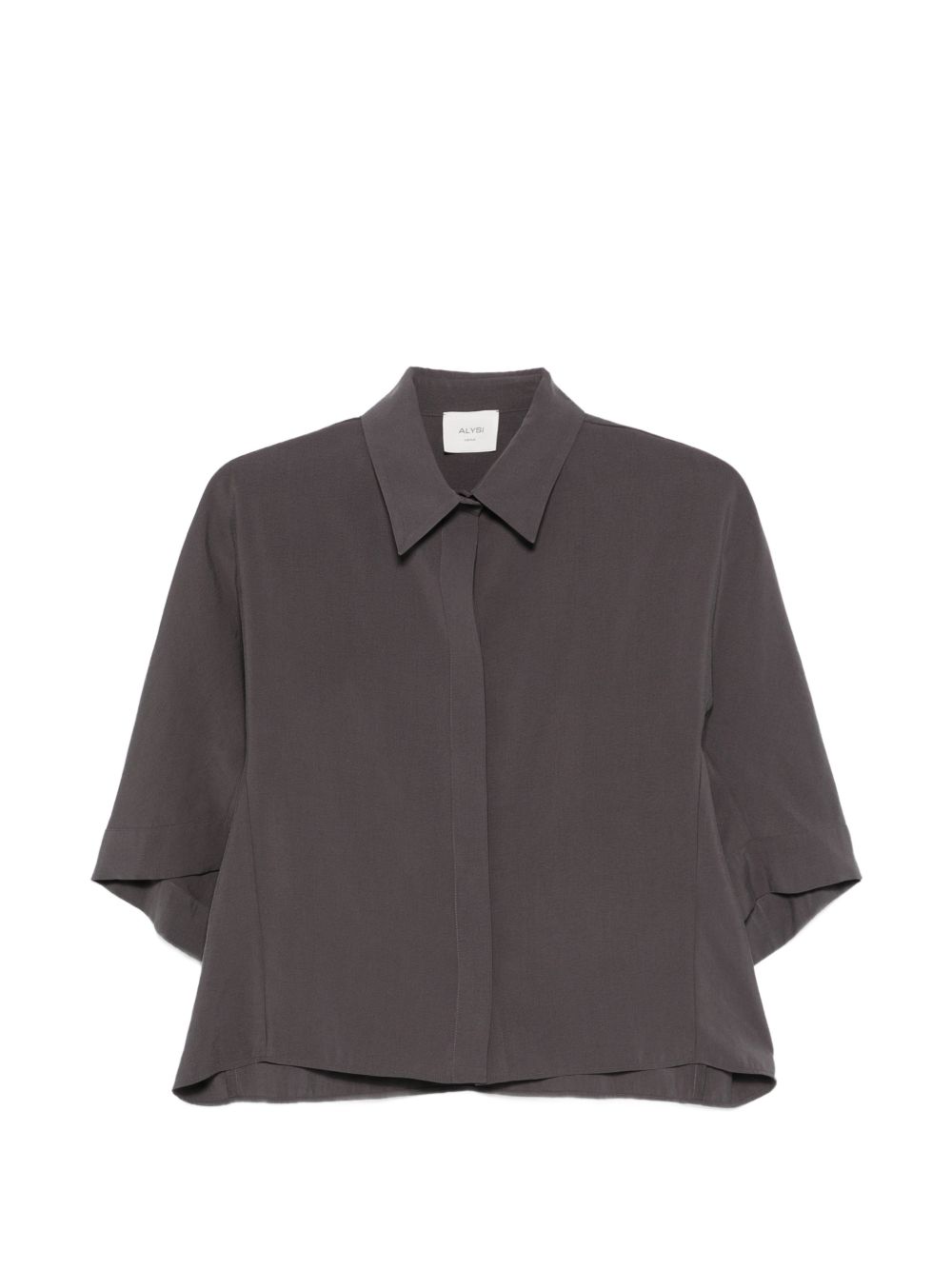Alysi Silk Short-Sleeve Shirt — Grey