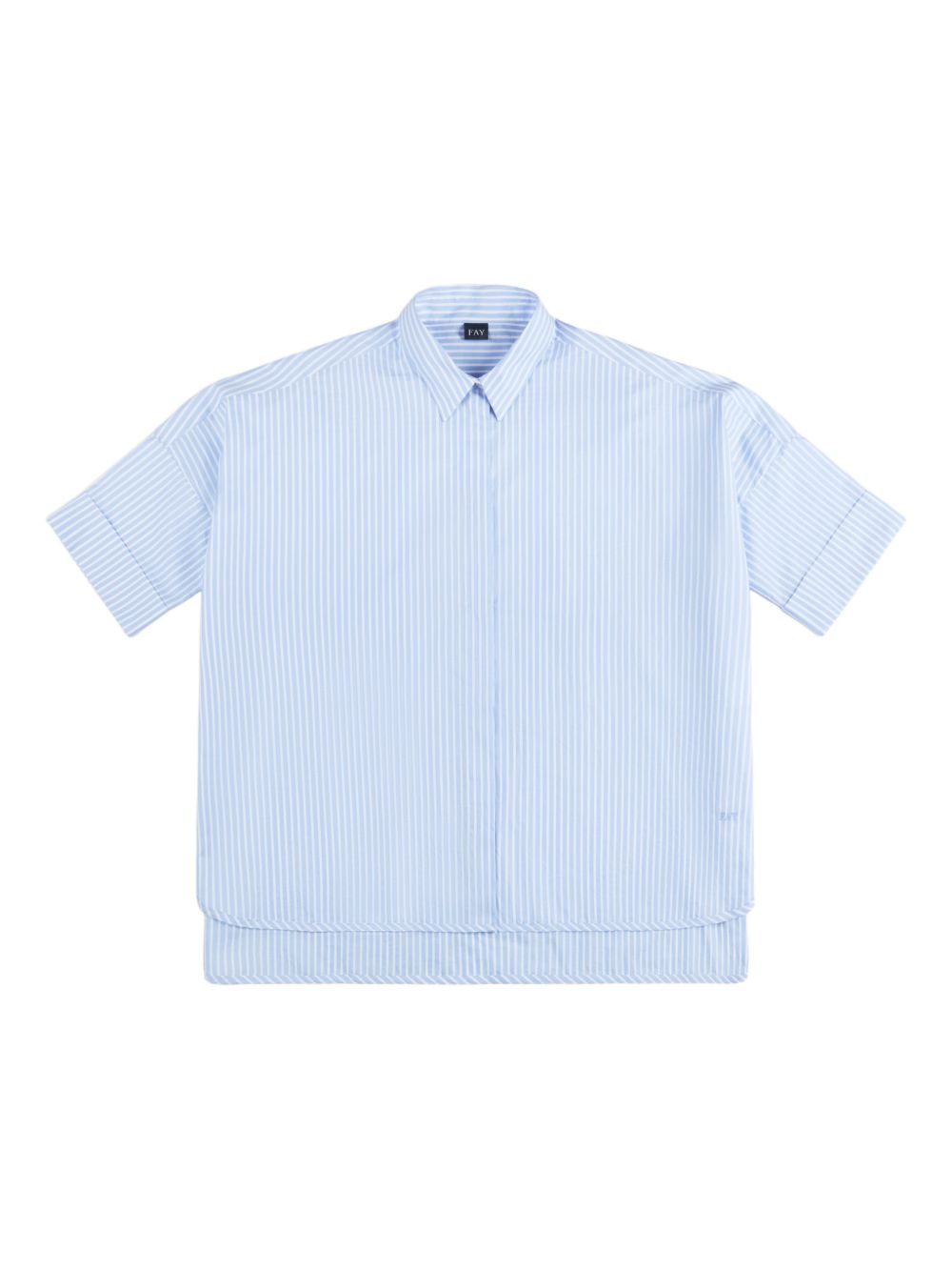 Fay Striped Cotton Shirt — Blue