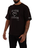 Men's Bordeaux Cotton L-Amore Print Crewneck T-Shirt