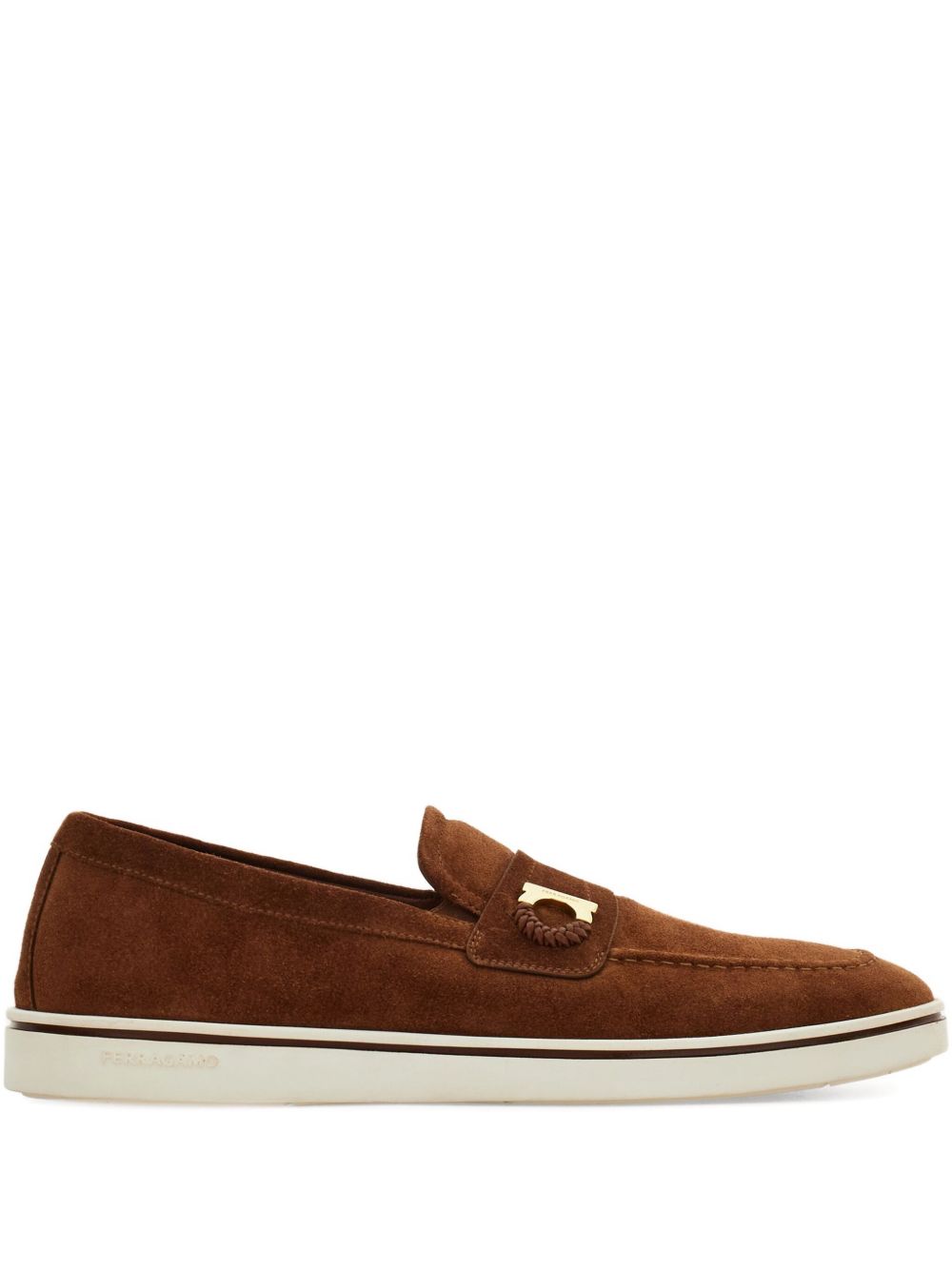 Ferragamo Suede Gancini Loafer — Brown