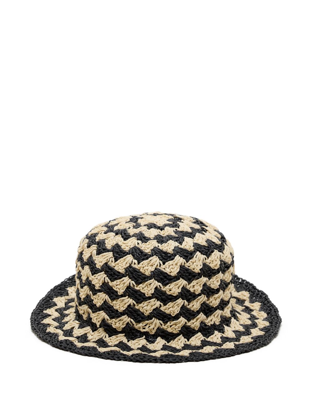 Closed Woven Straw Bucket Hat — Black