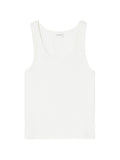 Closed Ribbed Cotton Tank Top — White