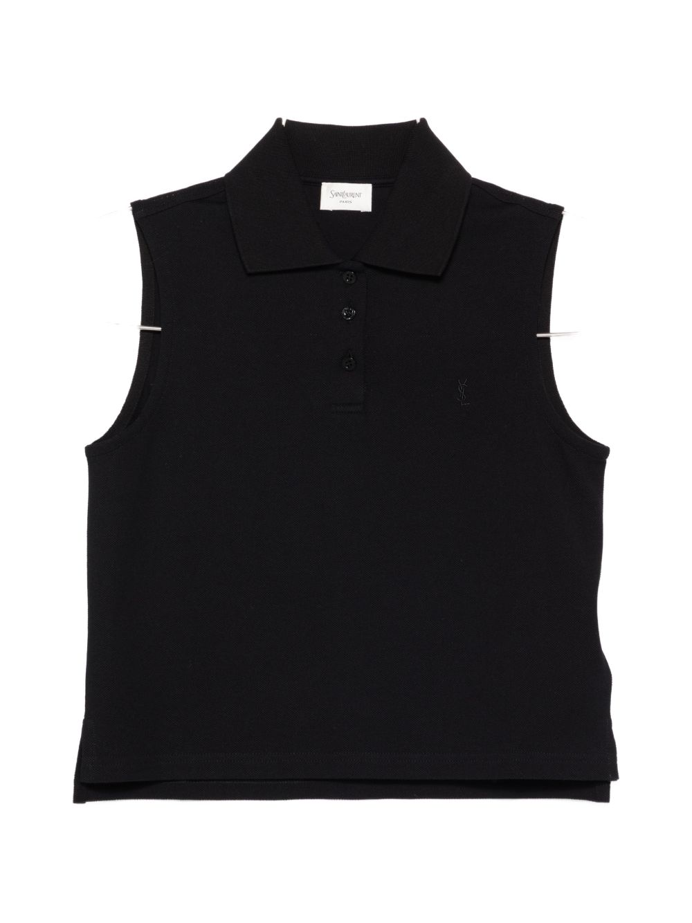Saint Laurent Cotton Polo Tank Top — Black
