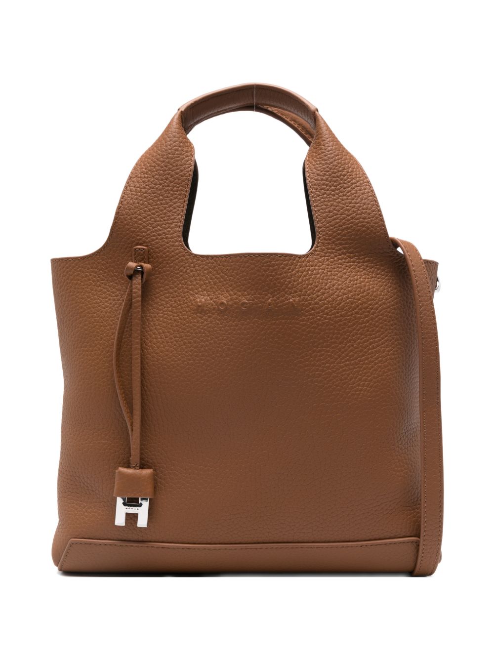 Hogan Textured Leather Shoulder Bag — brown