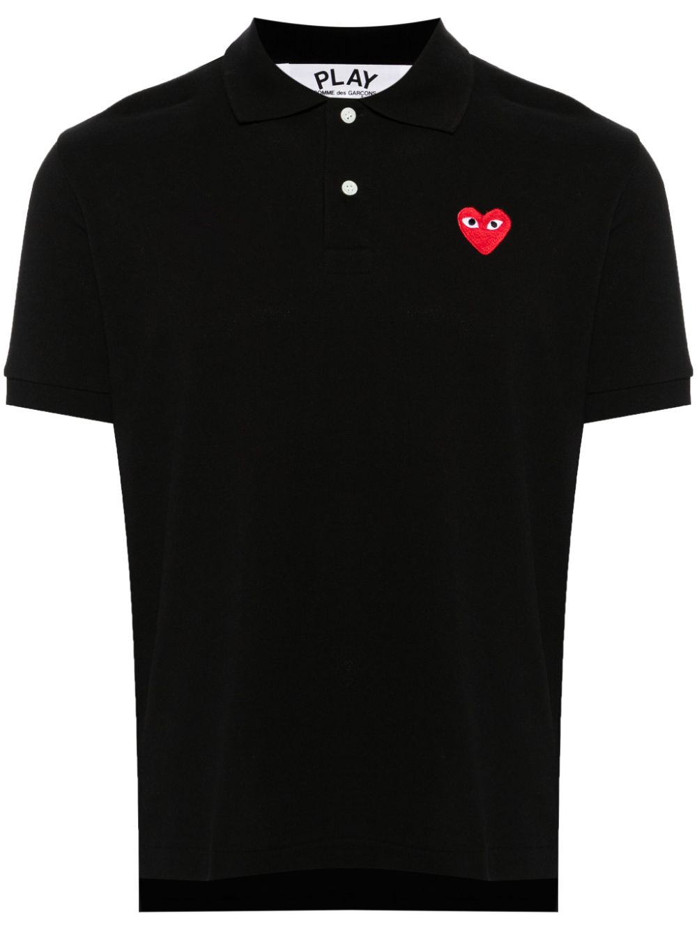 Comme Des Garcons Heart-Patch Cotton Piqué Polo Shirt — Black