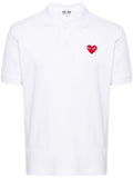 Comme Des Garcons Heart-Patch Cotton Polo — White