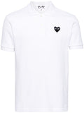 Comme Des Garcons Heart-Logo Cotton Piqué Polo — White