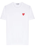 Comme Des Garcons Logo-Embroidered Heart T-Shirt — White