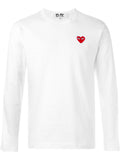 Comme Des Garcons Logo Heart-Patch Cotton T-shirt — White