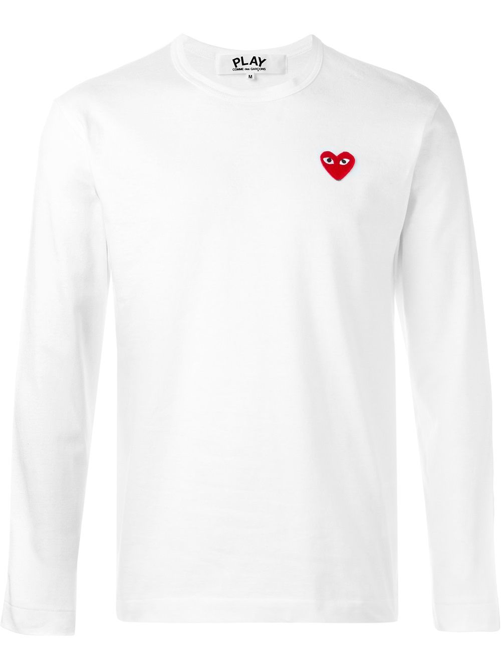 Comme Des Garcons Logo Heart-Patch Cotton T-shirt — White