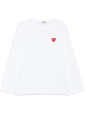 Comme Des Garcons Signature Heart Embroidered T-Shirt — White