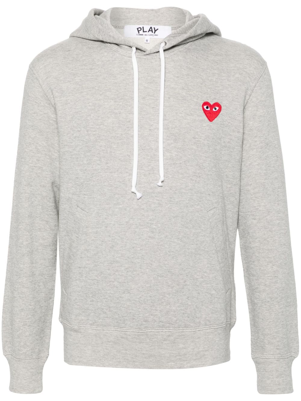 Comme Des Garcons Logo-Embroidered Cotton Hoodie — Grey