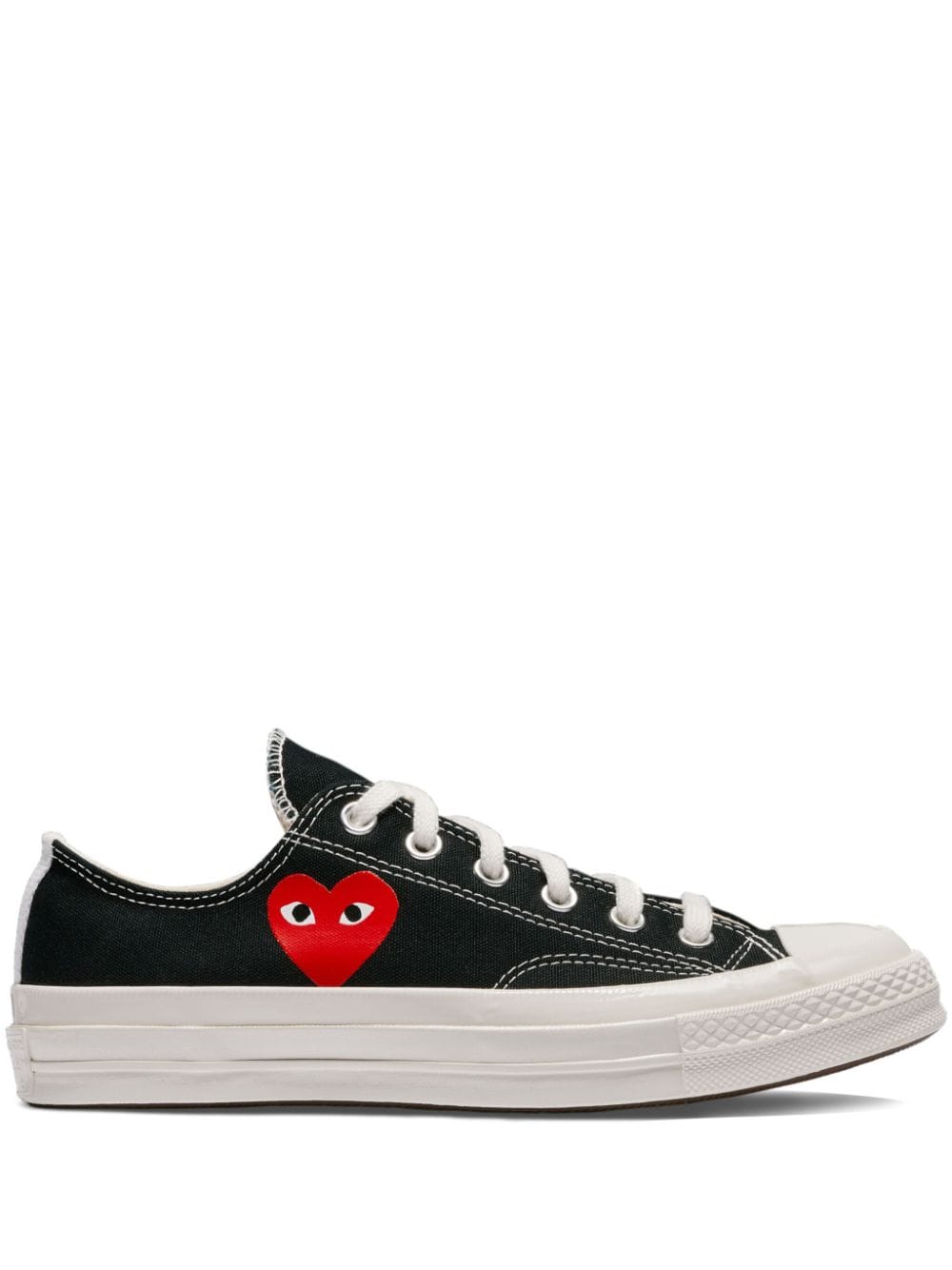 Comme Des Garcons Heart-Embroidered Canvas Sneaker — Black