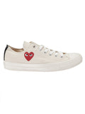 Comme Des Garcons Canvas Heart-Embroidered Sneaker — Cream