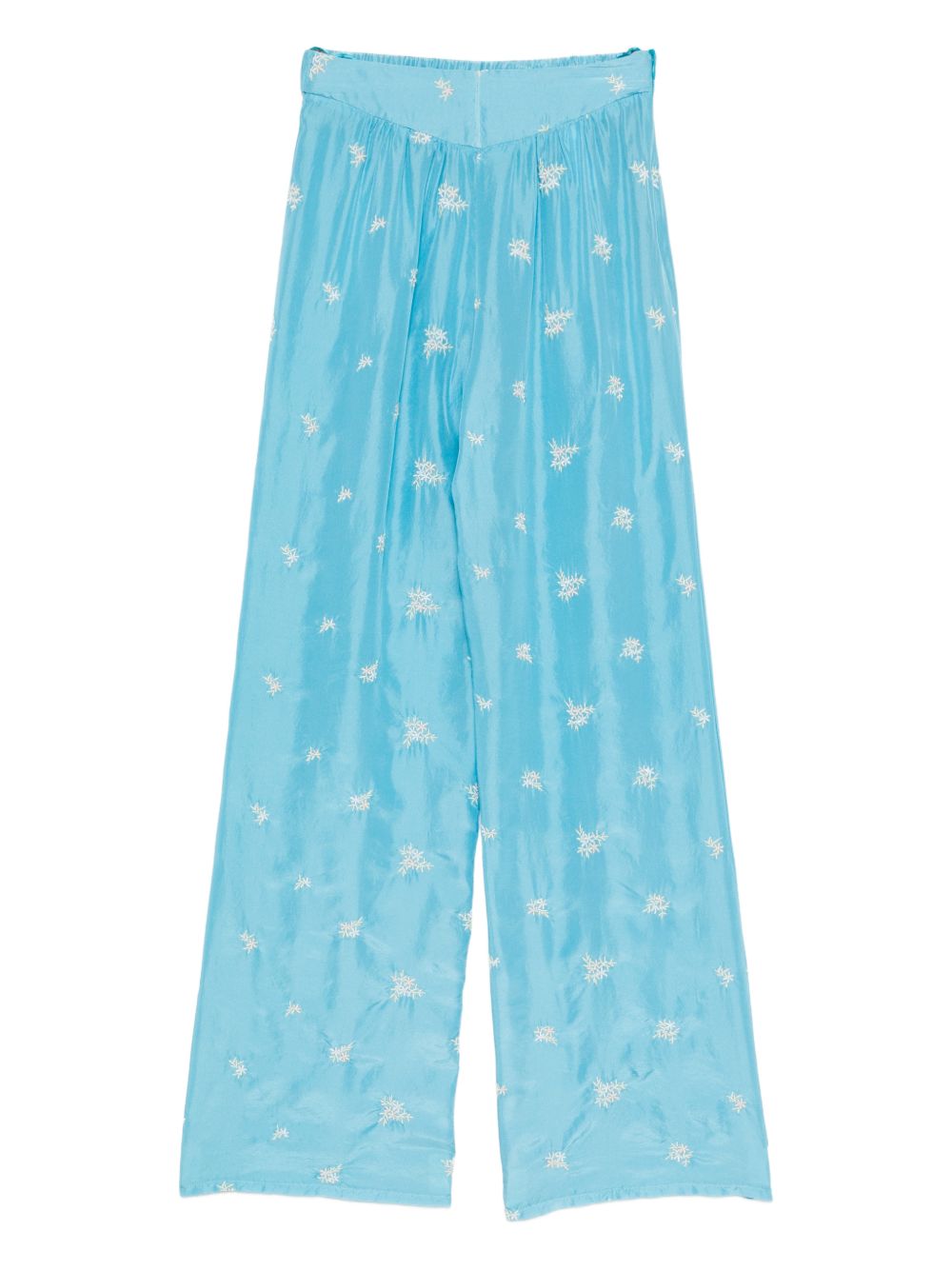 Forte Forte Embroidered Silk Trousers — Light Blue