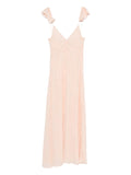 Forte Forte Ruffled-Sleeve V-Neck Dress — Pale Pink
