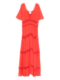 Forte Forte Lace-Trimmed Cotton-Silk Dress — Red