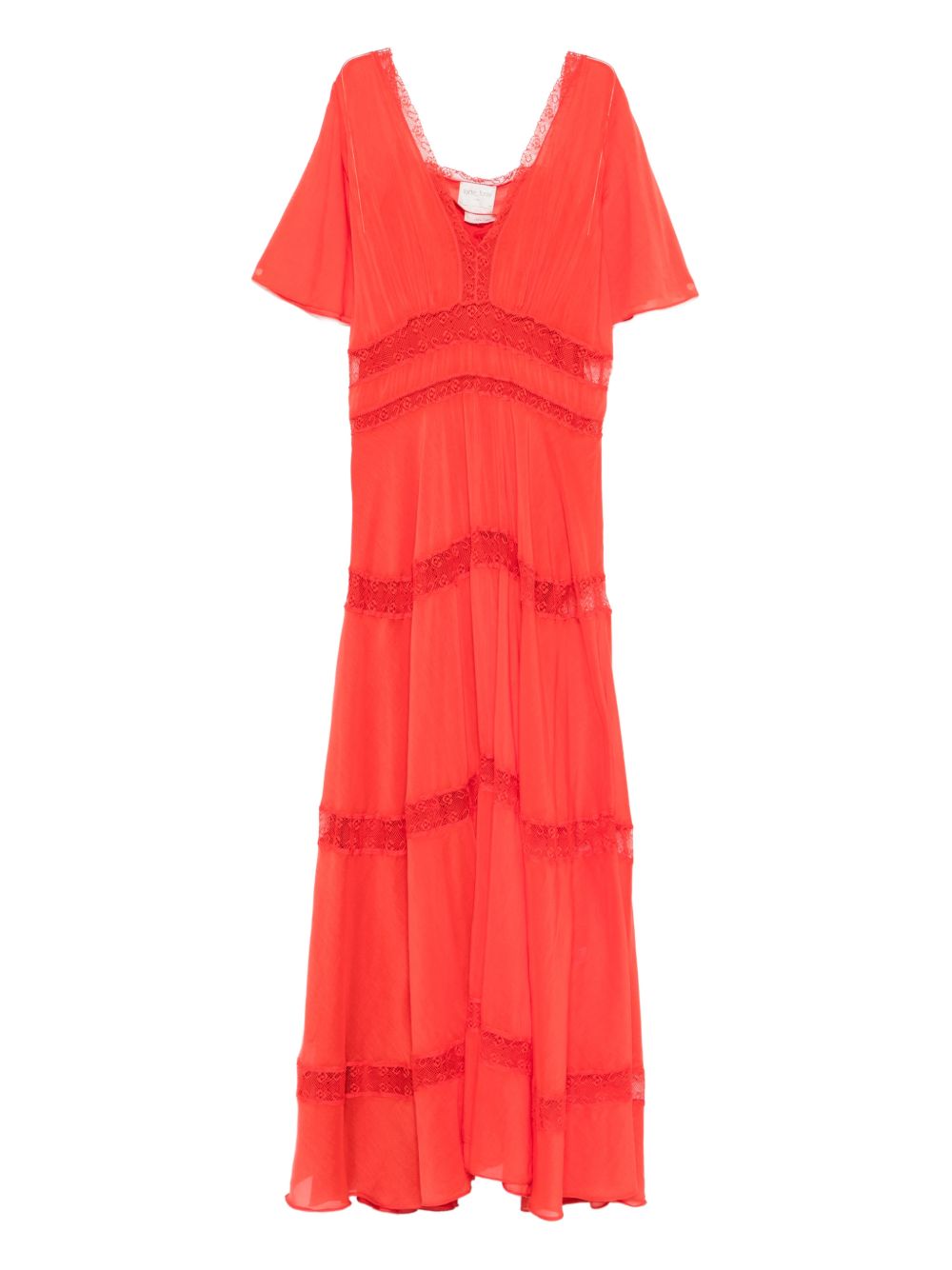 Forte Forte Lace-Trimmed Cotton-Silk Dress — Red