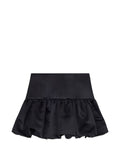 Ganni Ruffled-Hem Satin Skirt — Black