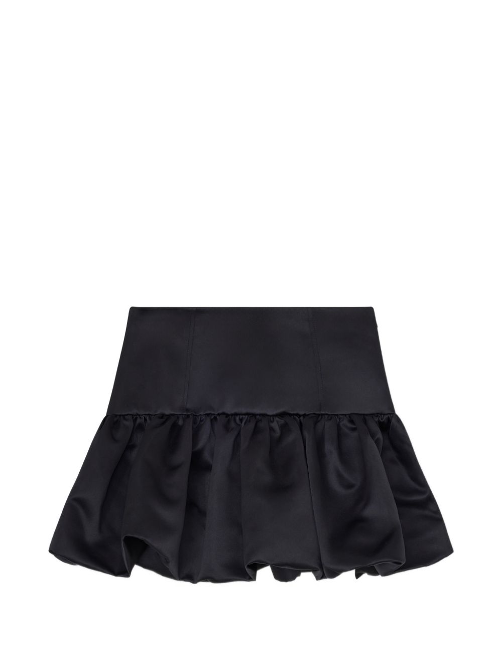 Ganni Ruffled-Hem Satin Skirt — Black
