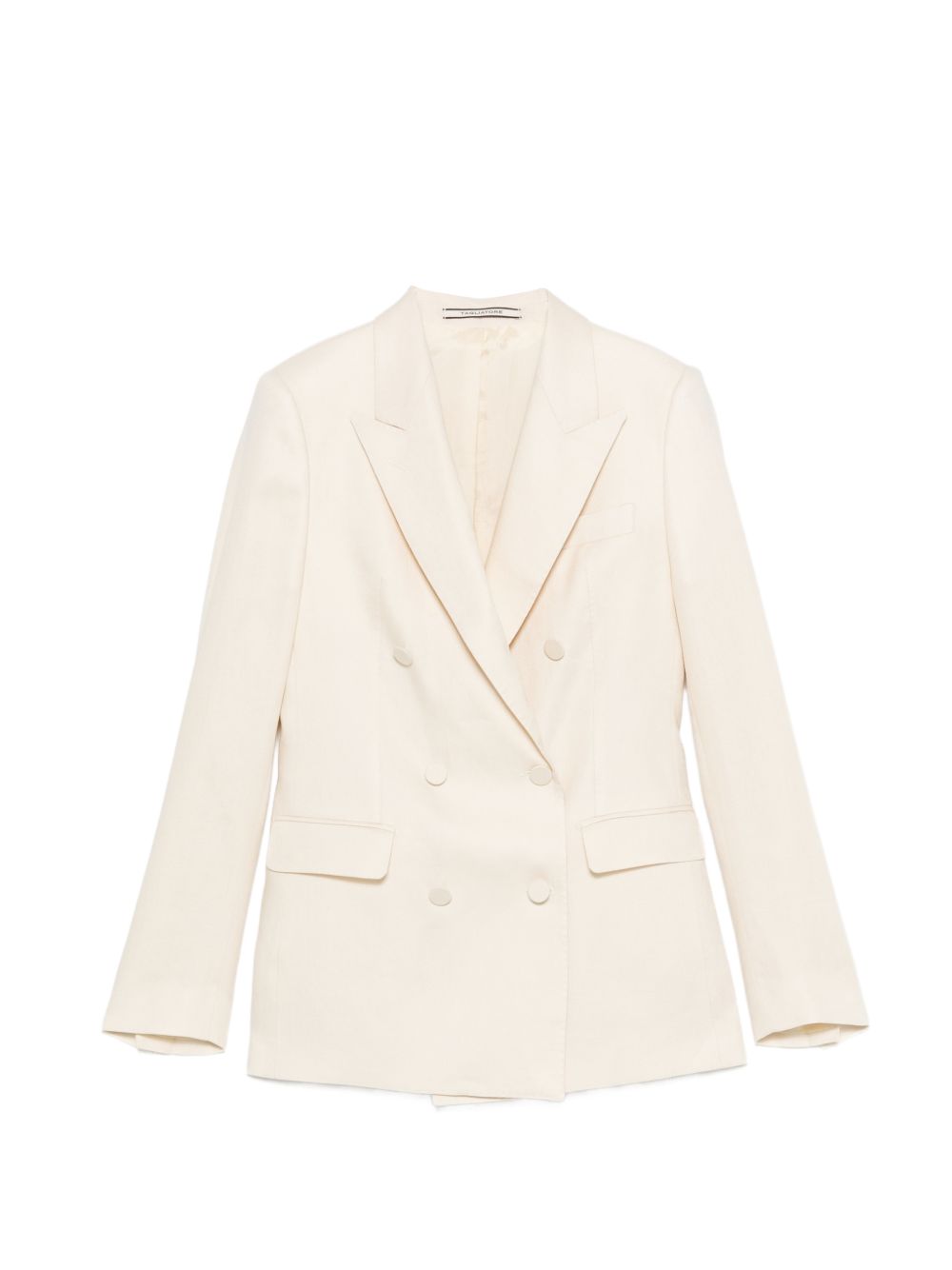 Tagliatore Double-Breasted Linen Blazer — Beige