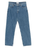 Marine Serre Logo-Print Straight-Leg Jeans — Blue
