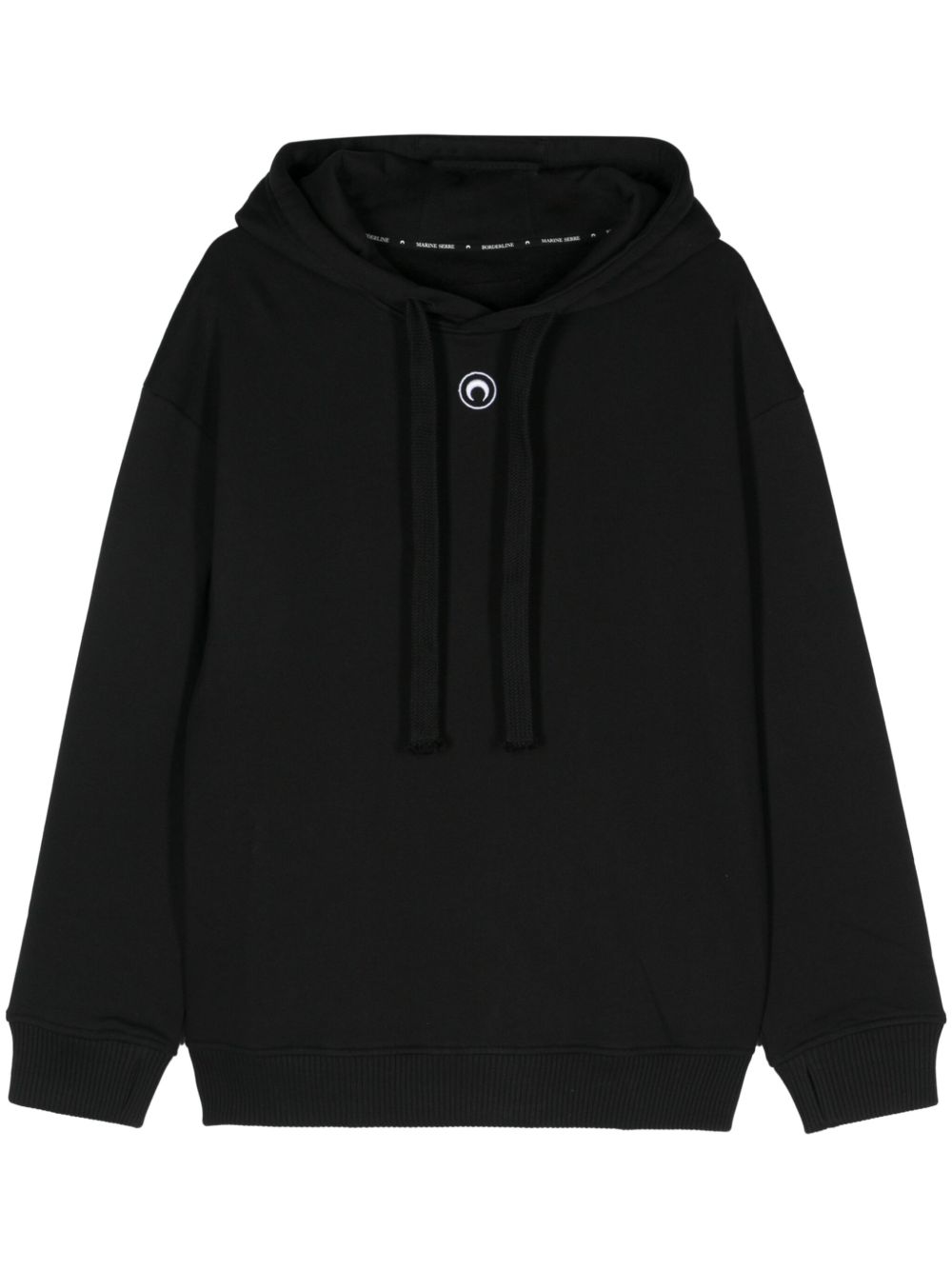Marine Serre Crescent Moon Embroidery Hoodie — Black