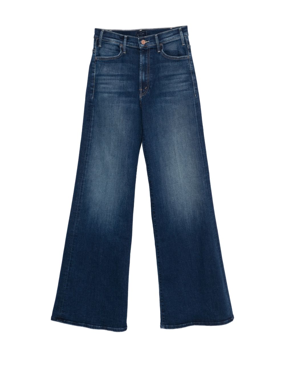 Mother Hustler Roller Sneak Jeans — Blue