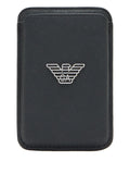 Emporio Armani Regenerated Saffiano Magnetic Card Case — Black