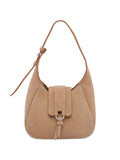 Hogan Suede Mini Hobo Bag — Beige