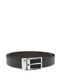 EMPORIO ARMANI EXCLUSIVE Reversible Saffiano Leather Belt — Black