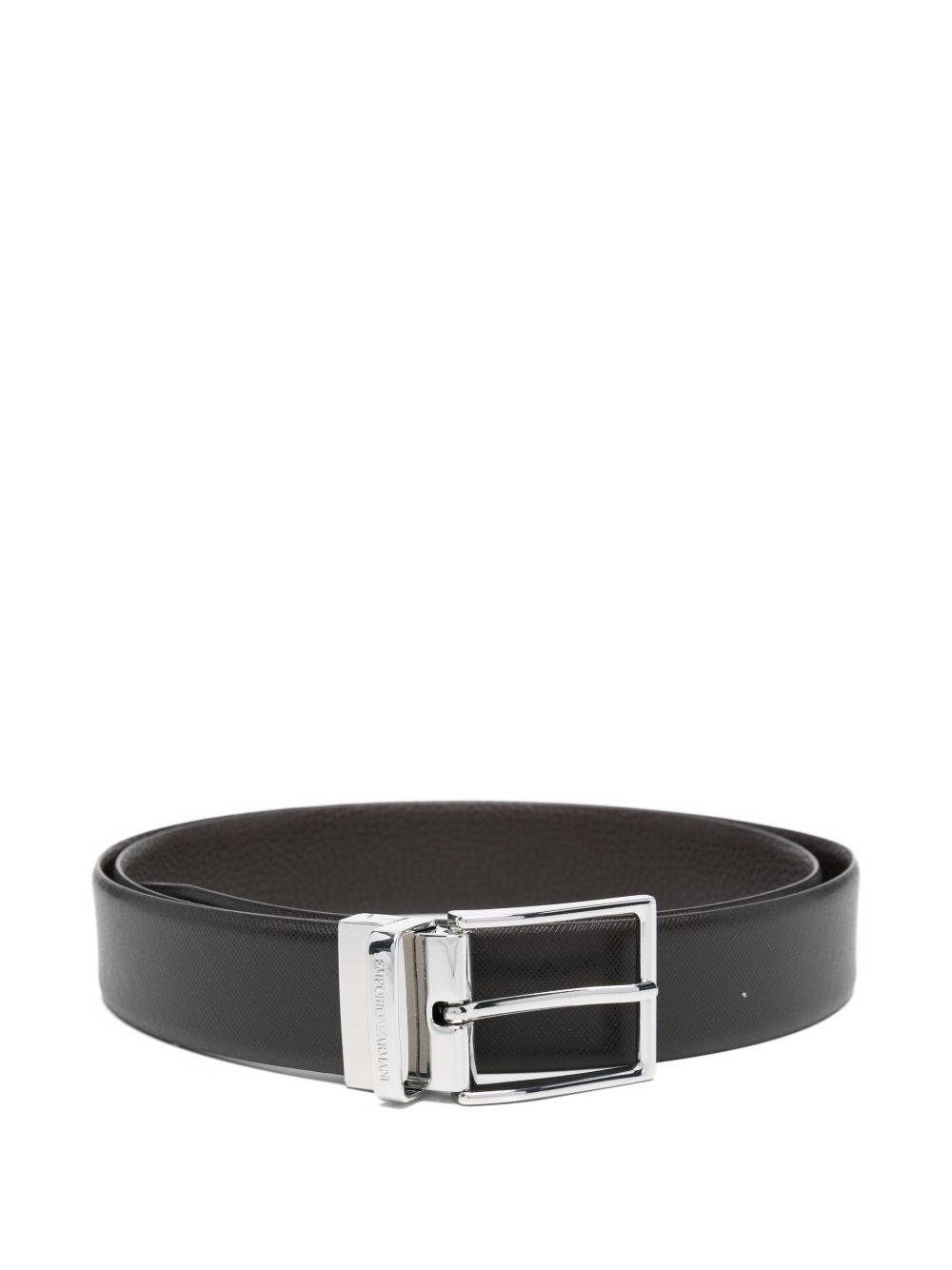 EMPORIO ARMANI EXCLUSIVE Reversible Saffiano Leather Belt — Black