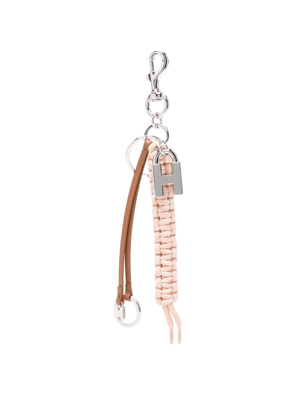 Hogan Leather Charm Key Case — Brown