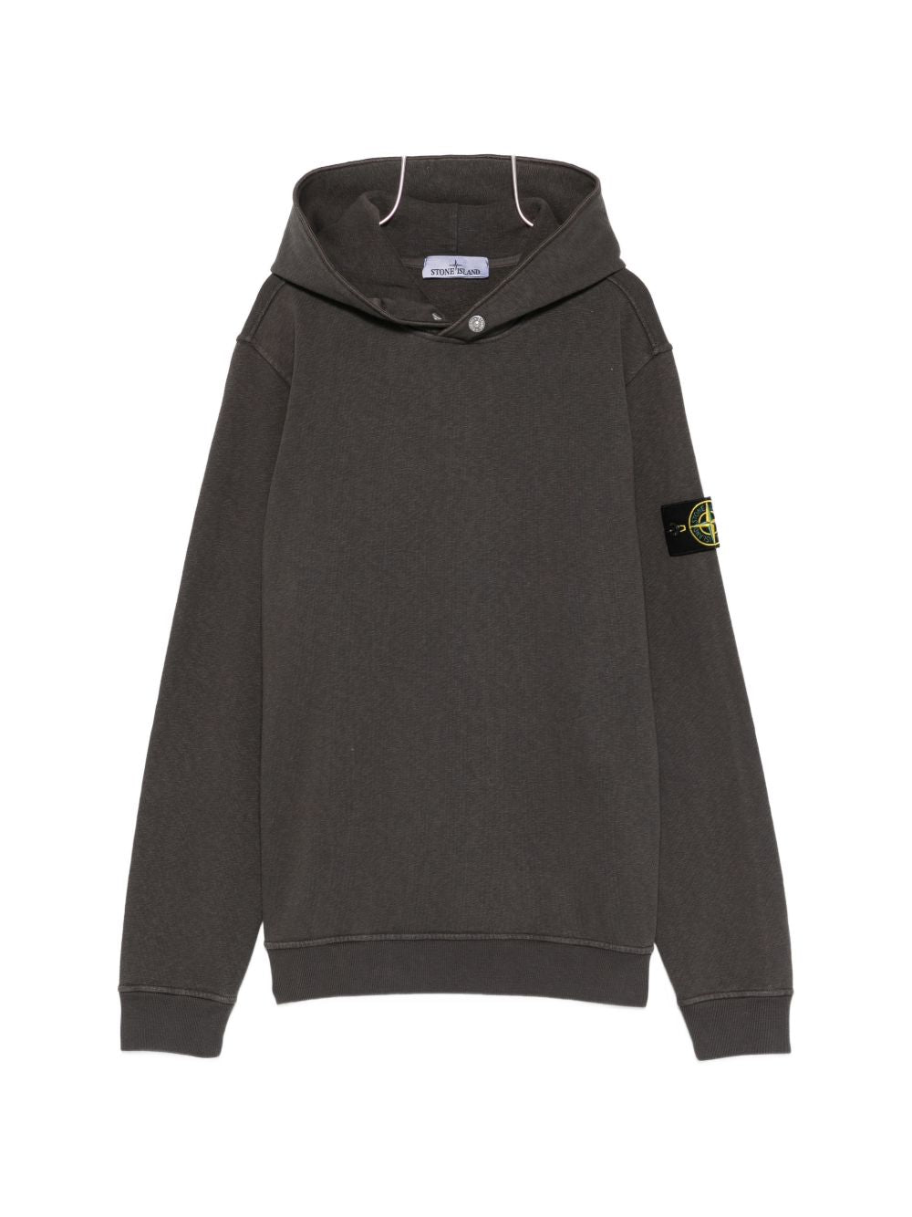 Stone Island Logo Cotton Hoodie — Charcoal