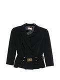 Elisabetta Franchi Belted Double-Breasted Blazer — Black
