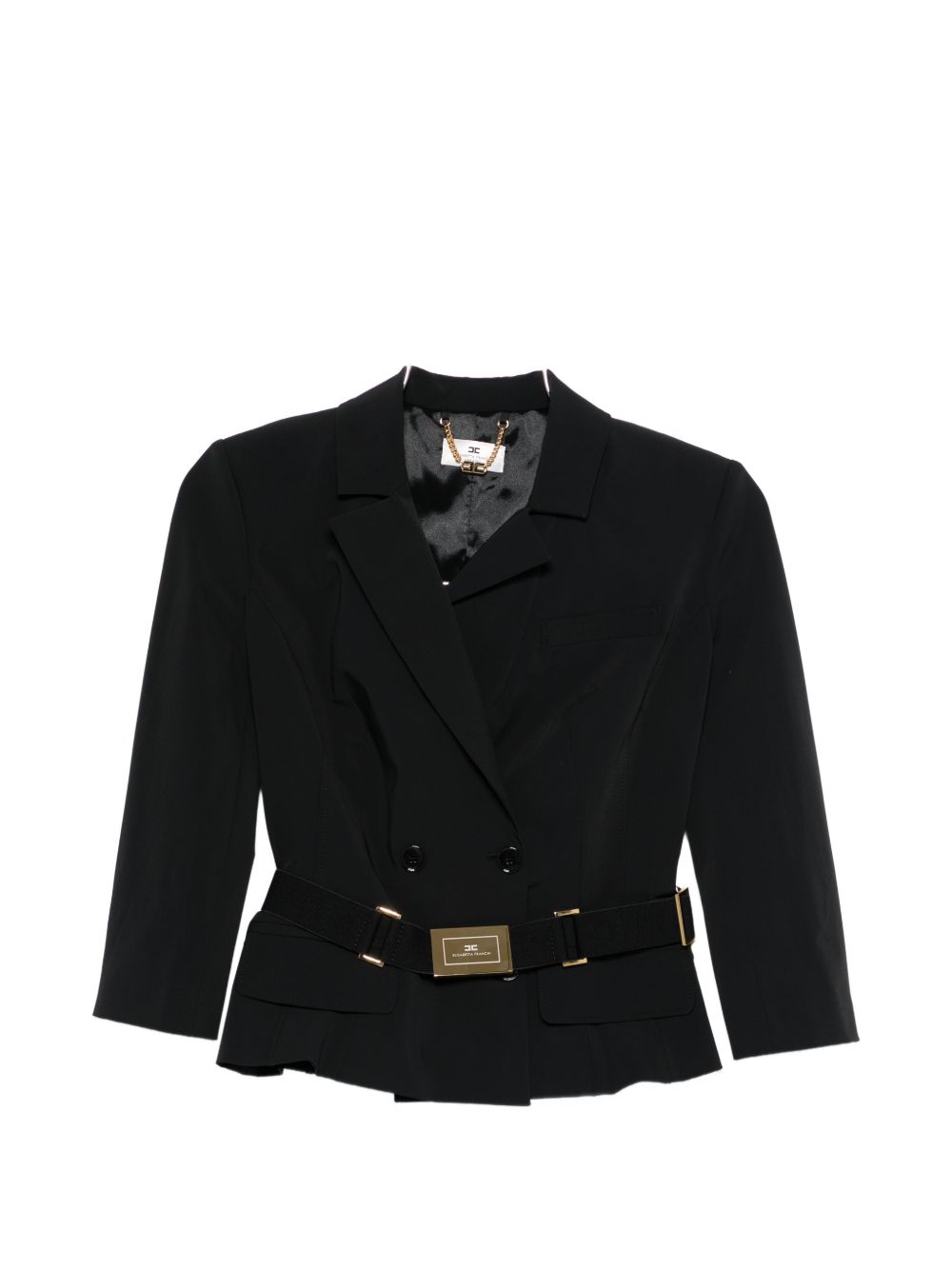 Elisabetta Franchi Belted Double-Breasted Blazer — Black