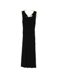 Elisabetta Franchi Ribbed Knit V-Neck Dress — Black
