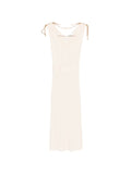 Elisabetta Franchi Ribbed Knit V-Neck Dress — Beige