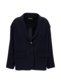 Alberto Biani Single-Breasted Wool Blazer — Navy