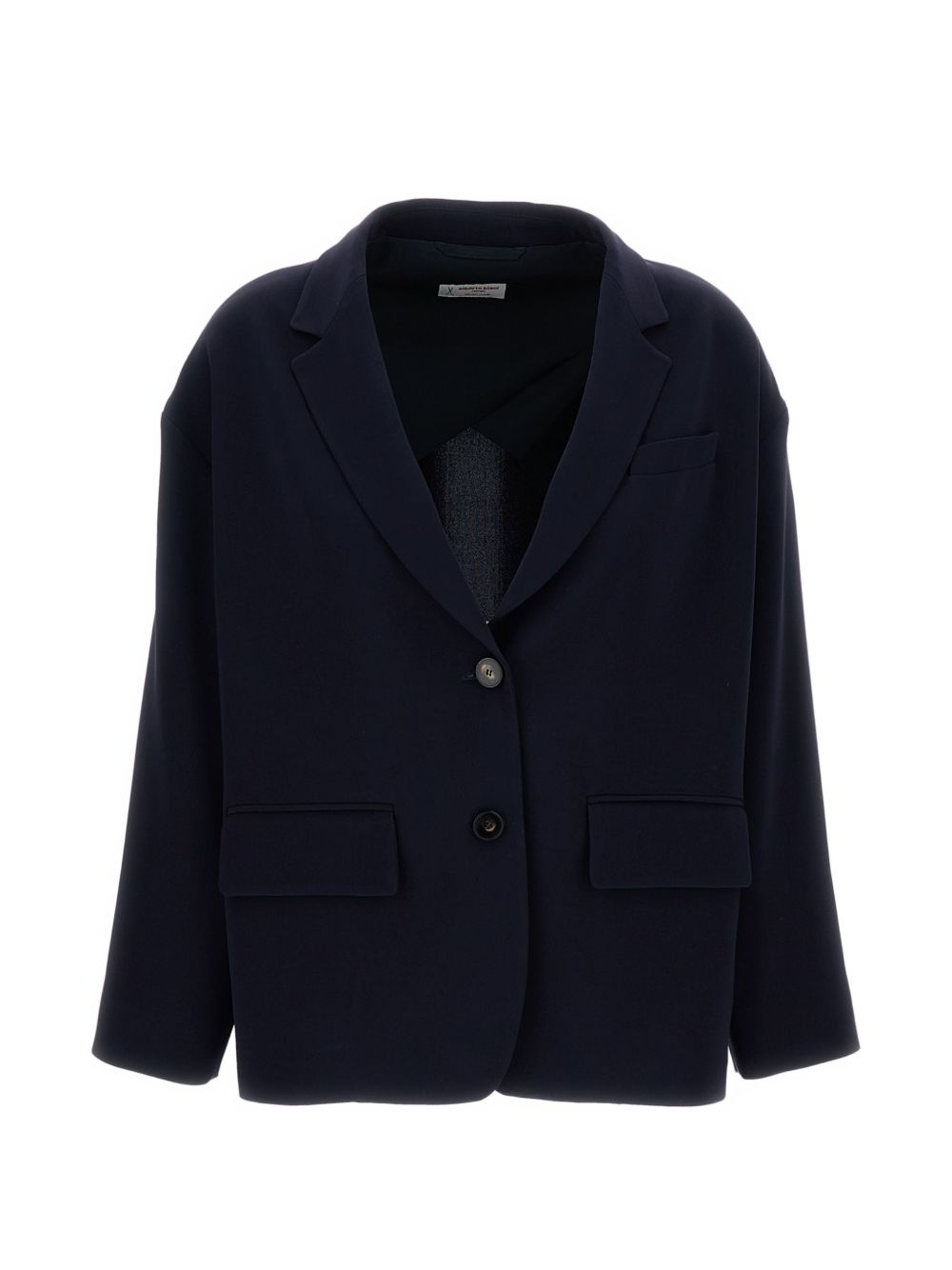 Alberto Biani Single-Breasted Wool Blazer — Navy