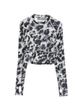 Adidas By Stella McCartney Animal-Print Open-Back T-shirt — Grey