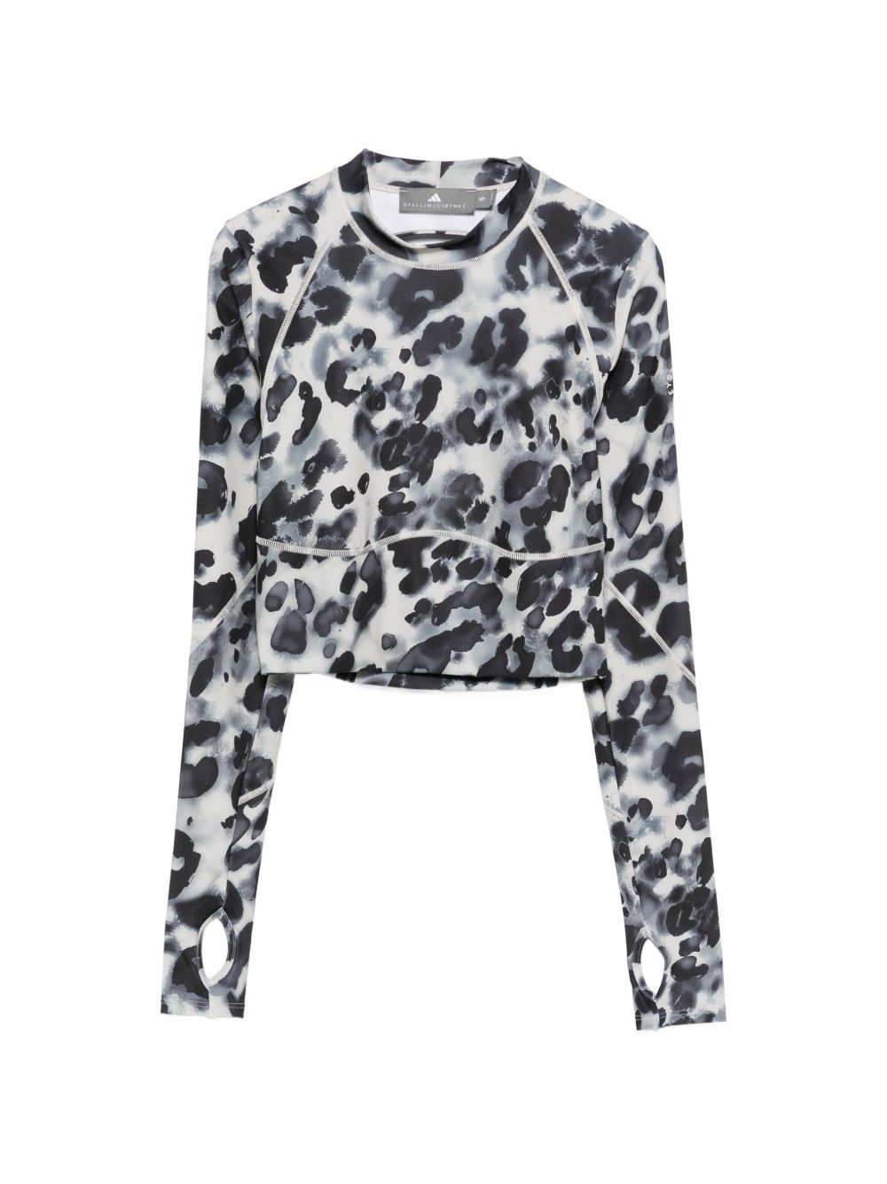 Adidas By Stella McCartney Animal-Print Open-Back T-shirt — Grey